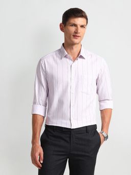 Arrow - Men Lavender Stripes Slim Fit Formal Shirt