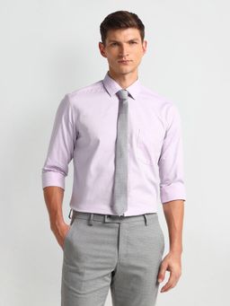 Arrow - Men Lavender Self Design Slim Fit Formal Shirt