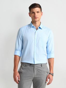 Arrow - Men Blue Self Design Slim Fit Formal Shirt