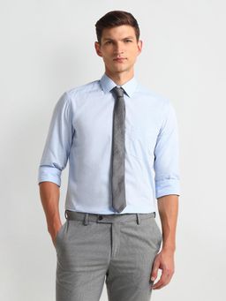 Arrow - Men Blue Self Design Slim Fit Formal Shirt