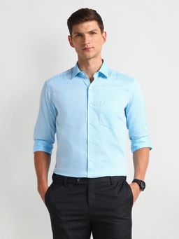 Arrow - Men Blue Self Design Slim Fit Formal Shirt