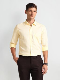 Arrow - Men Yellow Self Design Slim Fit Formal Shirt