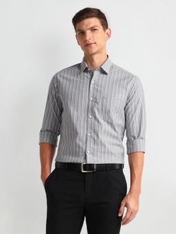 Arrow - Men Grey Stripes Slim Fit Formal Shirt
