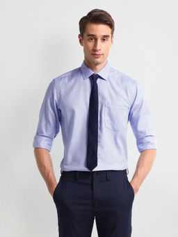 Arrow - Men Blue Self Design Regular Fit Formal Shirt