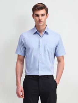 Arrow - Men Blue Self Design Regular Fit Formal Shirt