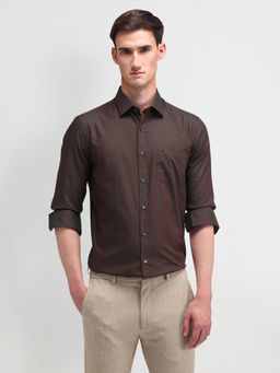 Arrow - Men Brown Self Design Slim Fit Formal Shirt