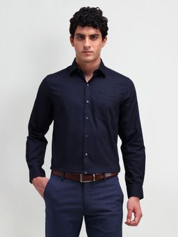Arrow - Men Navy Blue Self Design Regular Fit Formal Shirt
