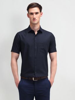 Arrow - Men Blue Self Design Regular Fit Formal Shirt