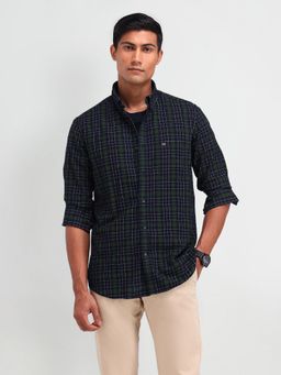 Arrow Sports - Men Navy Blue Checks Slim Fit Casual Shirt