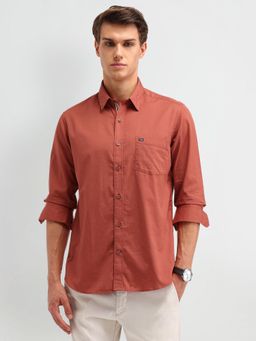 Arrow Sports - Men Rust Solid Slim Fit Casual Shirt