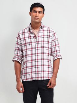 Arrow Sports - Men White Checks Slim Fit Casual Shirt