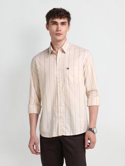 Arrow Sports - Men Beige Stripes Slim Fit Casual Shirt