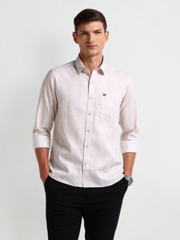 Arrow Sports - Men Beige Self Design Regular Fit Casual Shirt