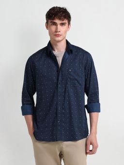 Arrow Sports - Men Navy Blue Stripes Regular Fit Casual Shirt