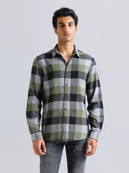 Pepe Jeans - Men Green Checks Regular Fit Casual Shirt