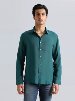 Pepe Jeans - Men Green Solid Regular Fit Casual Shirt
