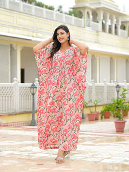 Divena - Pink Cotton Kaftan Dress