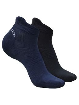Heelium - Bamboo Ankle Socks-FreeSize UK7-11,2 Pairs,NBlue,Black,Anti dour,Anti Blister (Pack of 2)