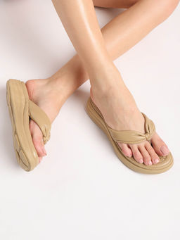 Marc Loire - Women Beige T-Strap Flats