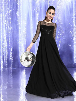 Miss Chase - Women Black Embellished Party Gown