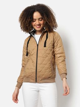Campus Sutra - Womens Beige Puffer Jacket