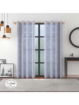HomeTown - Amour Burnout Xl Door Sheer Curtains 9 Feet In Off White Colour (Set of 2)