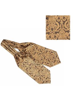 The Tie Hub - Geometrical Golden Microfiber Cravat and Pocket Square Combo