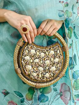 Odette - Metallic Brown Moon Clutch