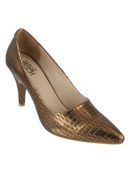 SHUZ TOUCH - Women Latest Pointed Toe Stylish Corcodile Design Pumps - Copper