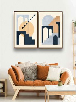 The Art House - Abstract Painting Multicolor (Set of 2) (40X30 Inches)