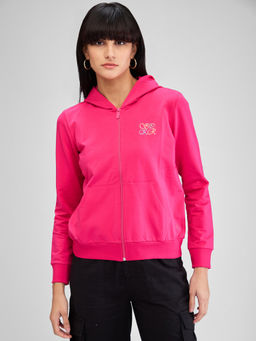 Spykar - Pink Full Sleeves Regular Fit Solid Hoodie