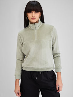Spykar - Green Full Sleeves Regular Fit Solid Sweatshirt