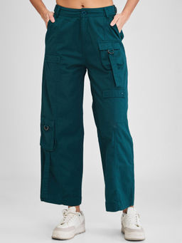 Spykar - Teal Mid Rise Cargo Fit Pant