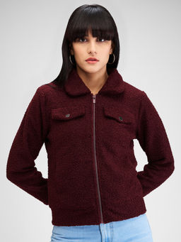 Spykar - Wine Full Sleeves Solid Jacket