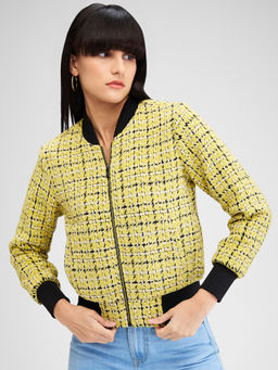 Spykar - Yellow Full Sleeves Checks Jacket