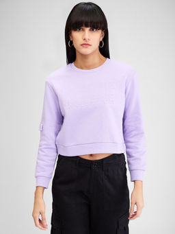 Spykar - Purple Full Sleeves Regular Fit Solid Sweatshirt