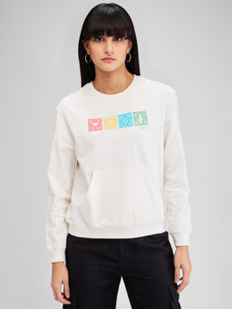 Spykar - White Full Sleeves Regular Fit Sweatshirt