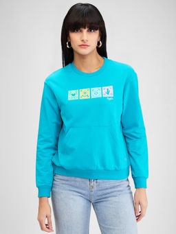 Spykar - Blue Full Sleeves Regular Fit Sweatshirt