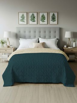 Urban Space - Quilted 200 GSM Reversible Winter Comforter, Bed, Teal & Beige