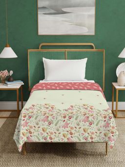 Urban Space - Cotton Malmal Bed Ac Dohar Blanket, Reversible, Peach Pink