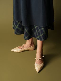Theater - Women Thurman Beige Pointed Toe Ballerinas with Bow Detail