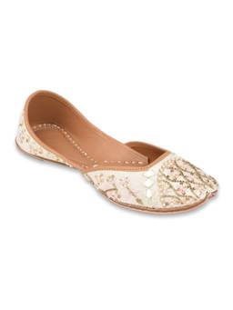 Desi Colour - Pearl Blossom-The Mehar Collection Off White Juttis