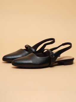 ERIDANI - Jessie Black Slingback Heels for Women with Buckle Strap