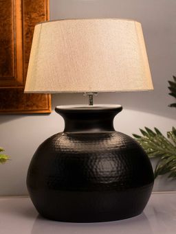 Homesake - Beige Hammered Pitcher Table Lamp Khadi Drum