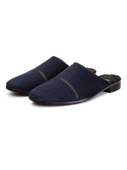 SHUTIQ - Velour Navy Velvet Pointed Toe Mules