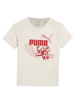 Puma - White Little Runners Kids Cotton Graphic T-Shirt