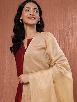 Fabindia - Beige Silk Blend Solid Dupatta
