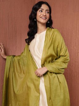 Fabindia - Green Silk Blend Solid Dupatta