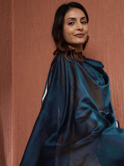 Fabindia - Blue Cotton Silk Blend Maheshwari Dupatta