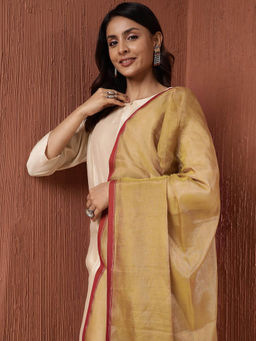 Fabindia - Yellow Cotton Blend Solid Dupatta